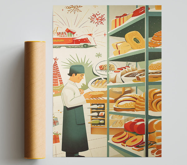 Red Festive Baker'S Shelf Print