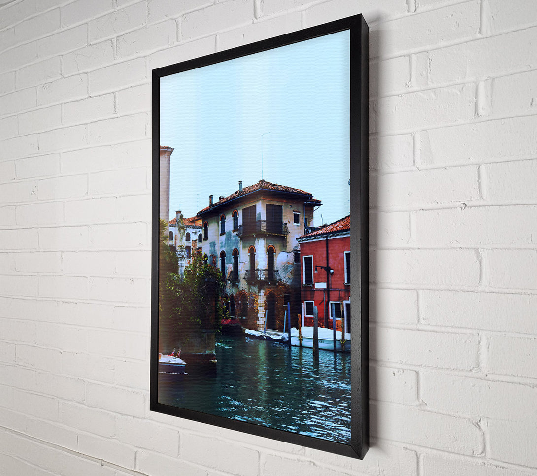  A Canvas Print of Blue Canal Reflections Canvas Print