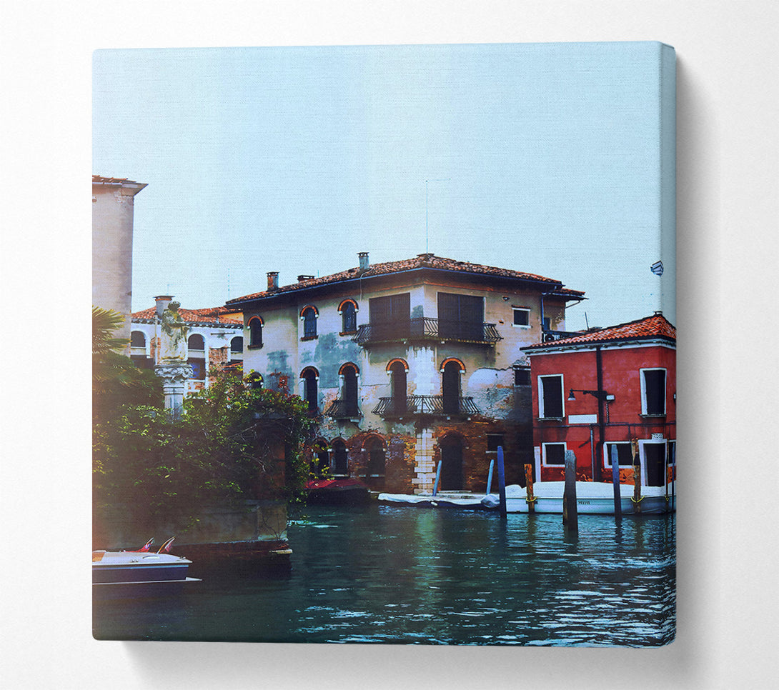  A Canvas Print of Blue Canal Reflections Canvas Print
