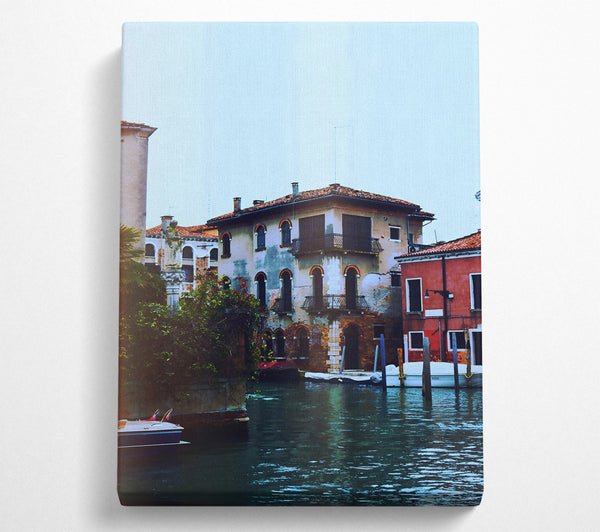  A Canvas Print of Blue Canal Reflections Canvas Print