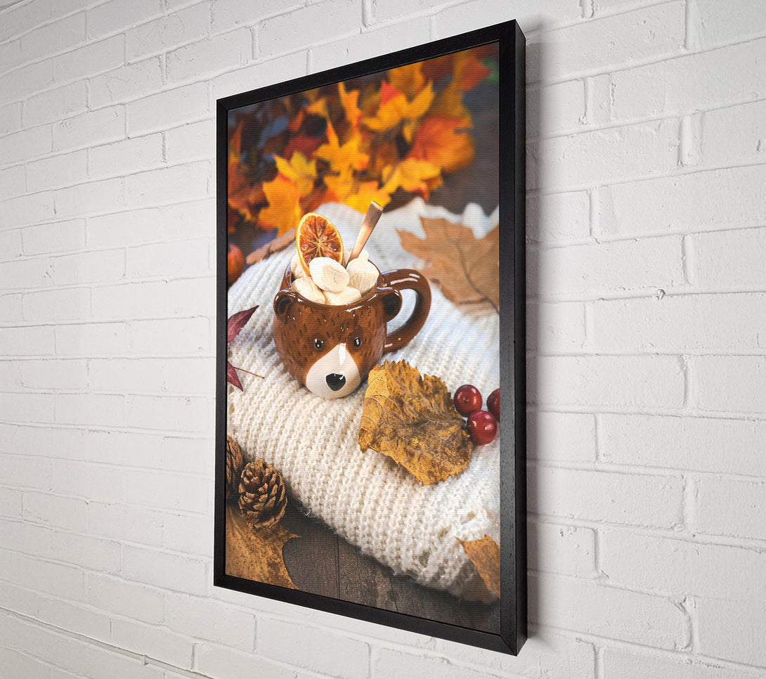  A Canvas Print of Brown Bear'S Autumn Treat Canvas Print