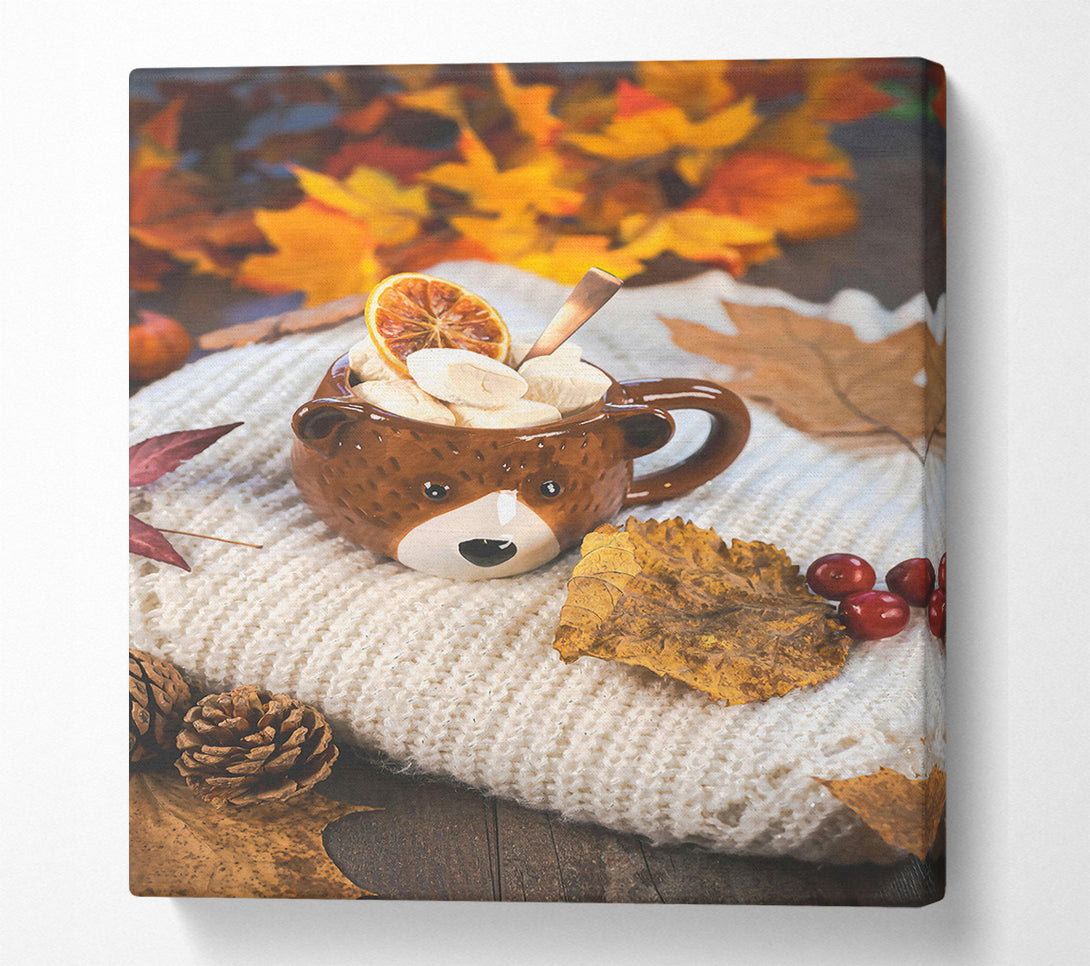  A Canvas Print of Brown Bear'S Autumn Treat Canvas Print