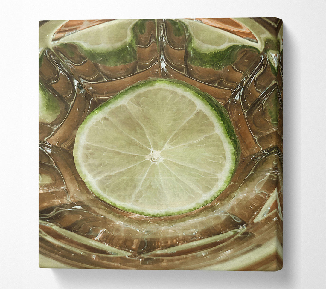  A Canvas Print of Green Lime Slice Glass Canvas Print