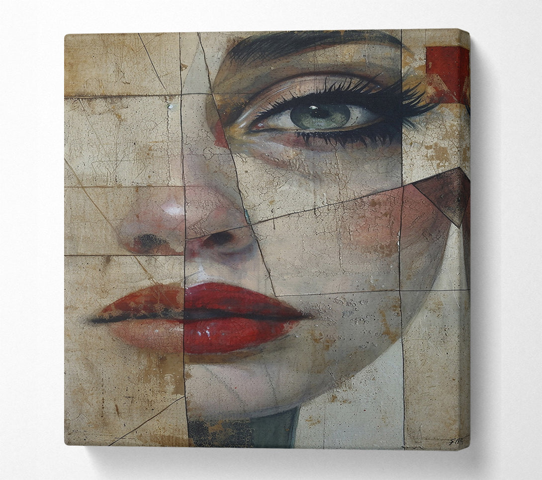  A Canvas Print of Crimson Cracked Gaze Canvas Art