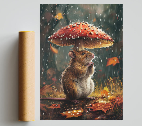 Red Mushroom Shelter Print