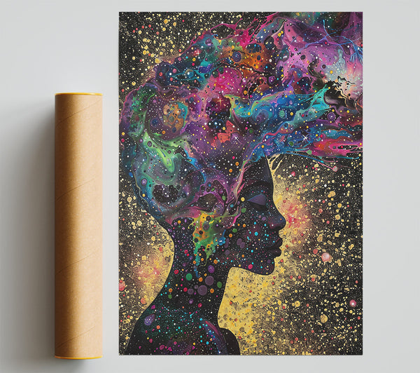 Golden Cosmic Bloom Poster