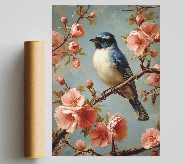 Pink And Blue Songbird Print