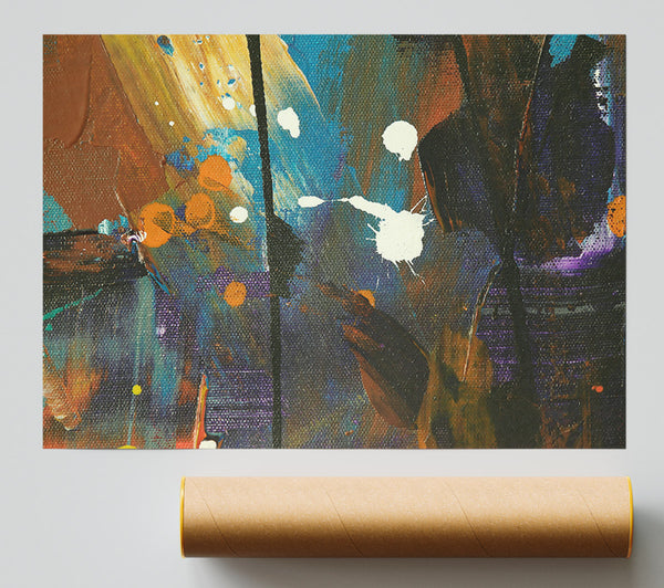 Azure And Orange Splashes Poster