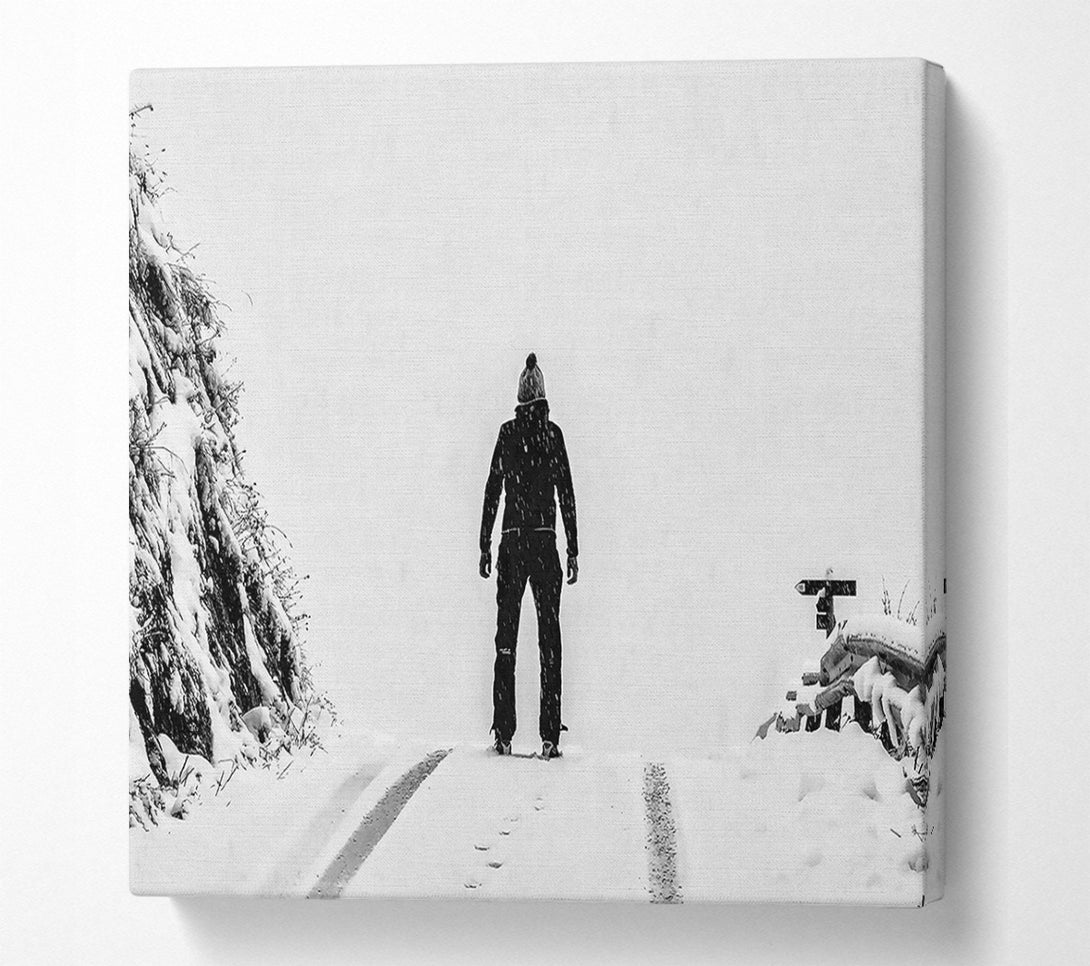  A Canvas Print of Black Figure In White Snow Canvas Print