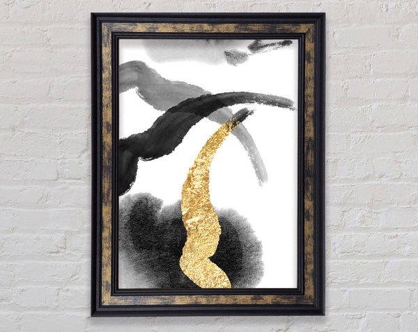 Walnut Abstract And Gold Framed Print