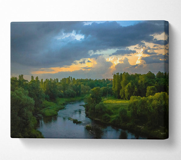  A Canvas Print of Golden River Sky Canvas Wall Art