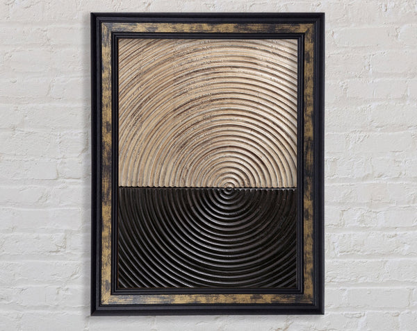 Walnut And Gold Circles Framed Print