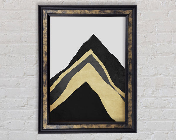 Walnut And Gold Triangles Framed Print