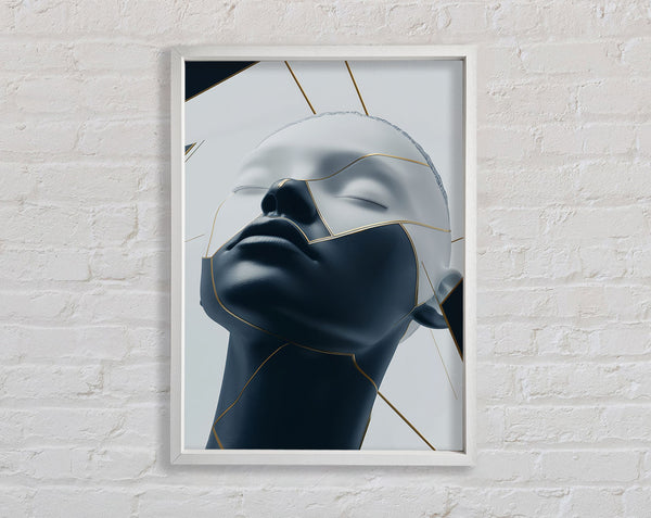 White And Gold Woman Modern Framed Print