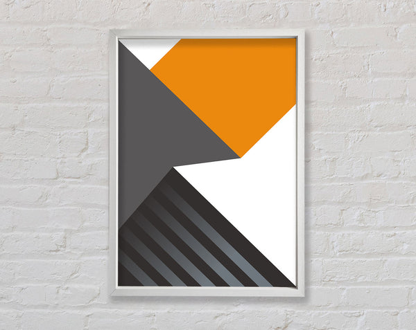 White And Grey Shapes Framed Print