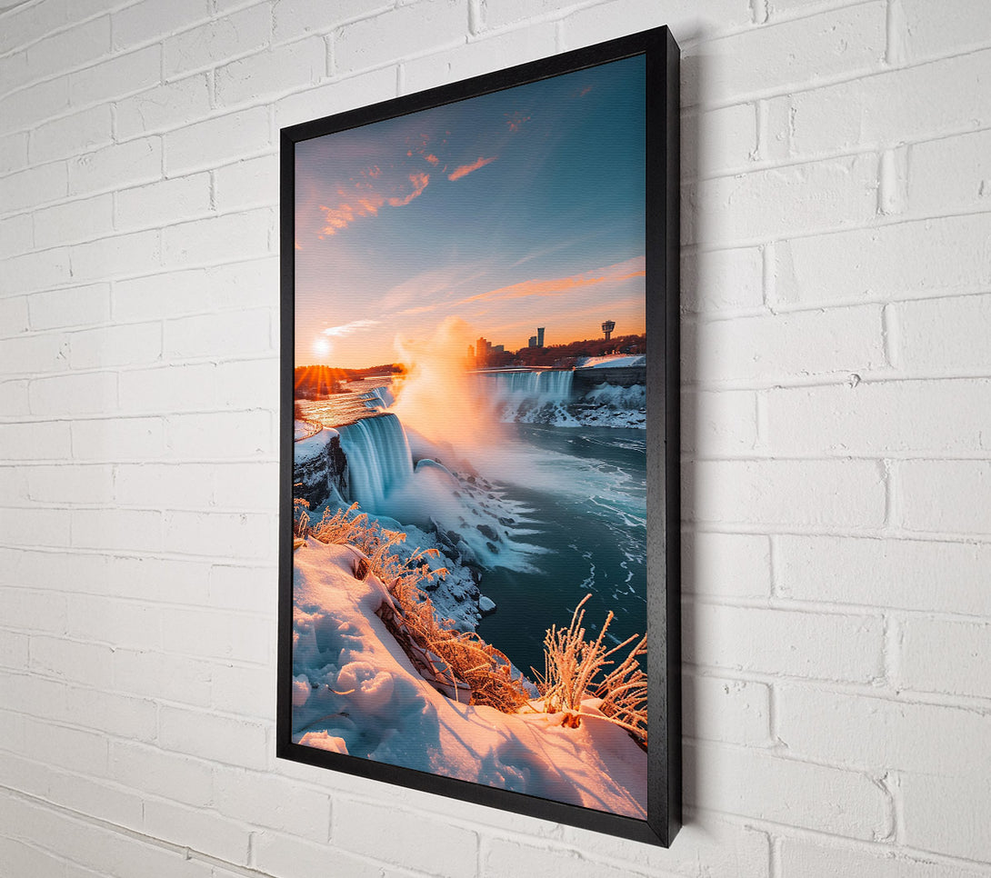  A Canvas Print of Golden Winter Falls Canvas Wall Art