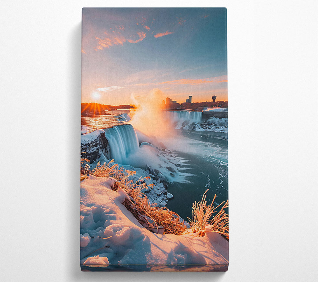 A Canvas Print of Golden Winter Falls Canvas Wall Art
