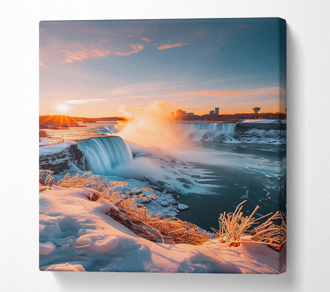  A Canvas Print of Golden Winter Falls Canvas Wall Art
