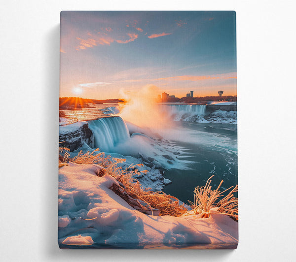  A Canvas Print of Golden Winter Falls Canvas Wall Art