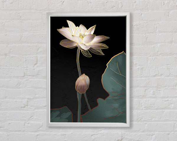 White And Turquoise Framed Print