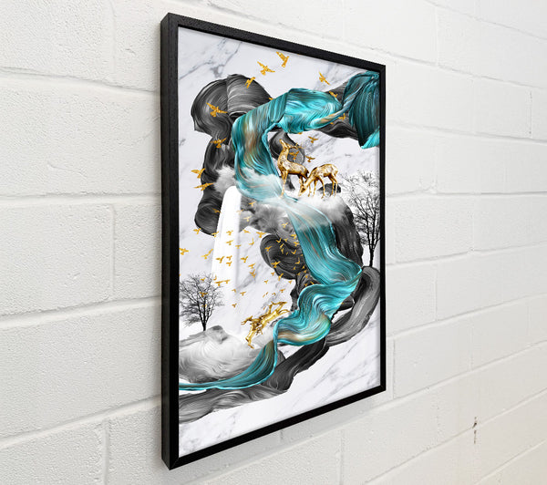Black And Turquoise Swirls
