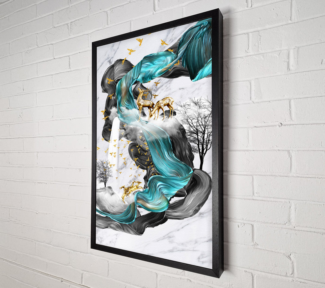  A Canvas Print of Black And Turquoise Swirls Canvas Print