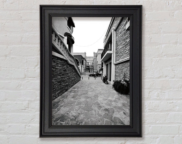 Black And White City Scene Framed Print