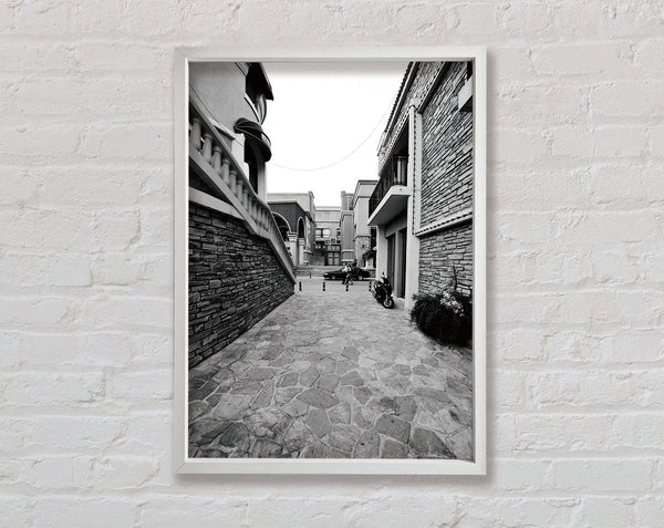 White And White City Scene Framed Print