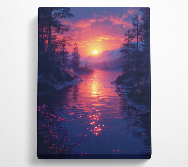  A Canvas Print of Crimson River'S Glow Canvas Wall Art