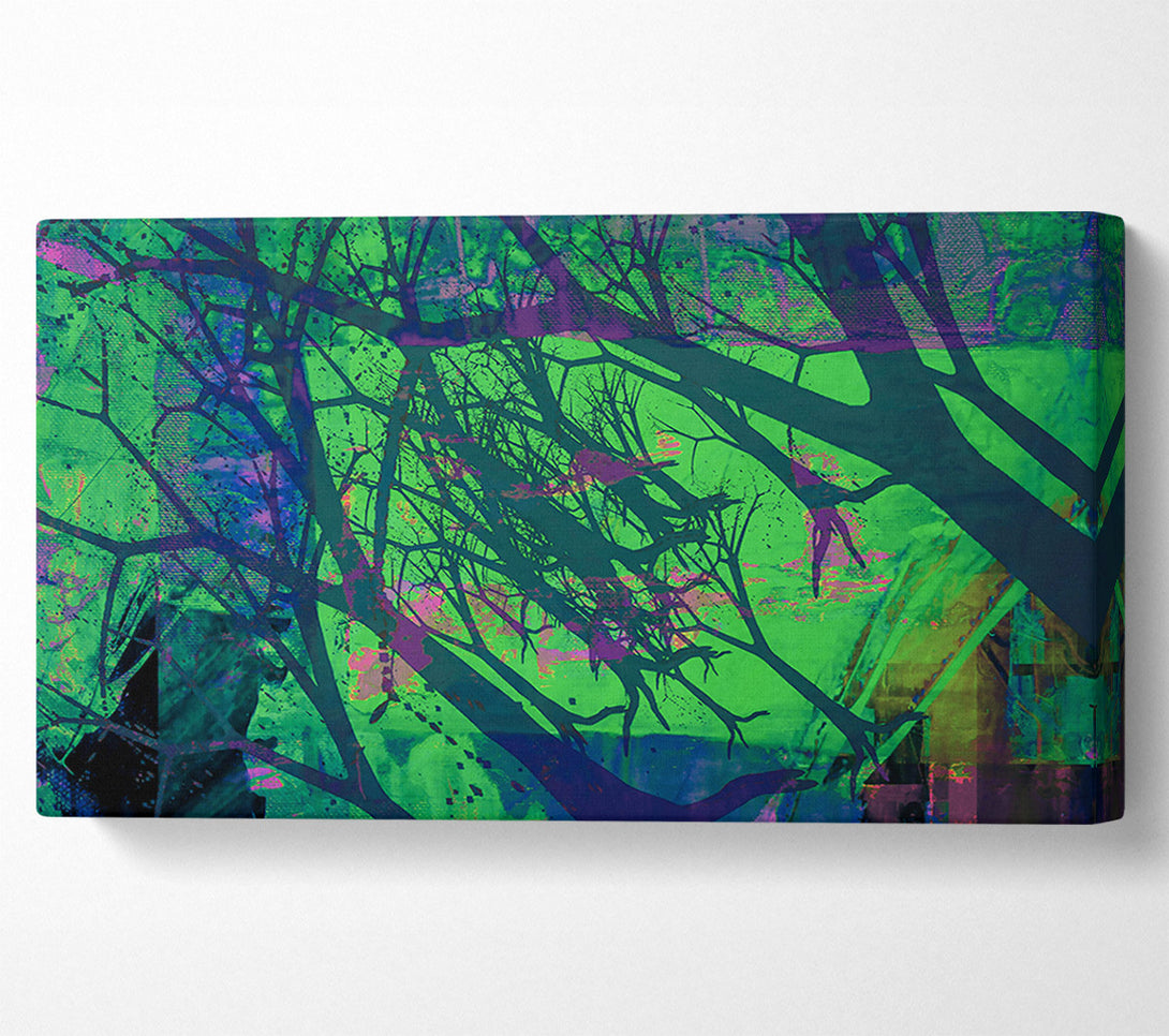  A Canvas Print of Green Branches Silhouettes Canvas Wall Art
