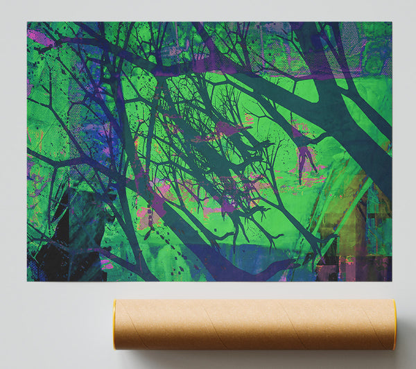 Green Branches Silhouettes Giclee Print
