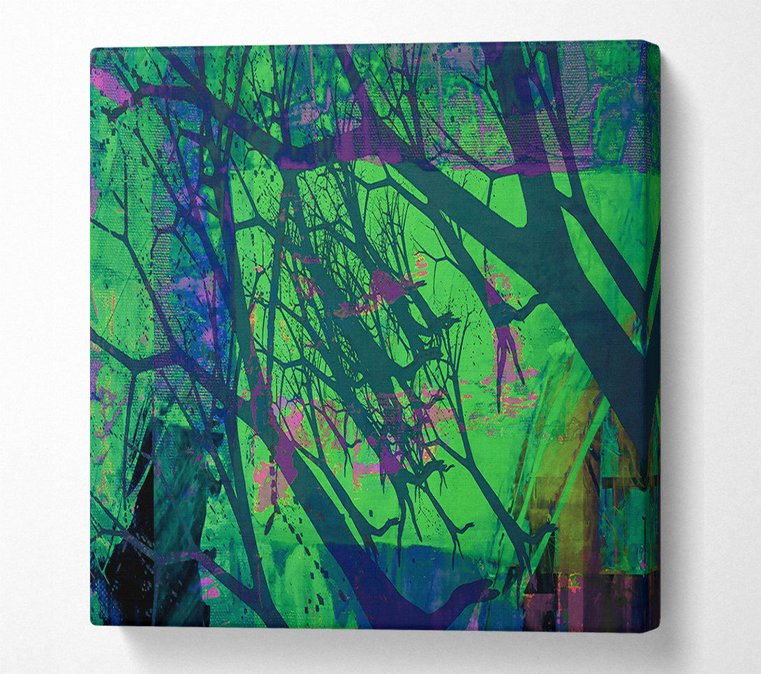 A Canvas Print of Green Branches Silhouettes Canvas Wall Art