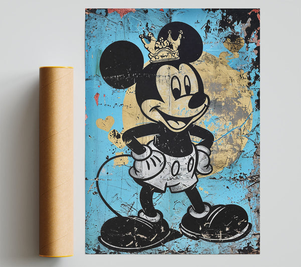 Blue King Mickey Poster