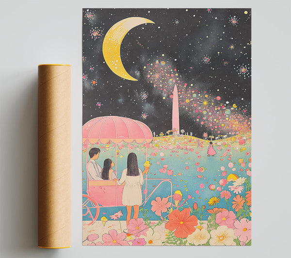 Pink Moon Fireworks Giclee Print