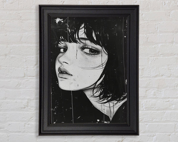 Black And White Face Girl Framed Print