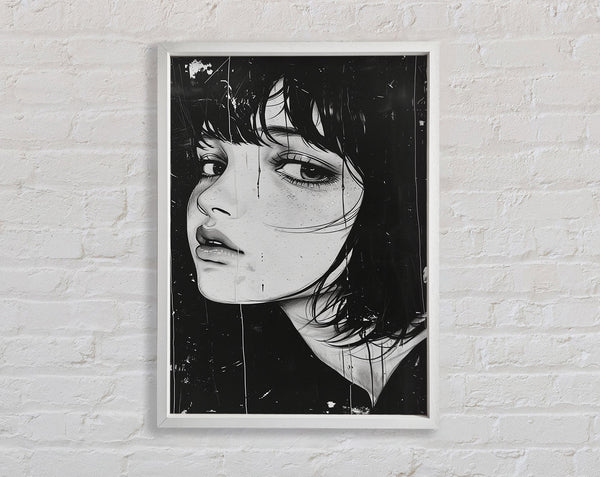 White And White Face Girl Framed Print