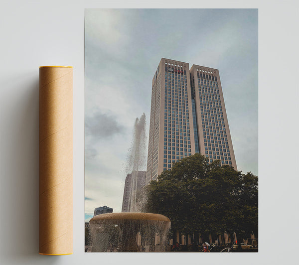 Beige Tower Fountain Poster