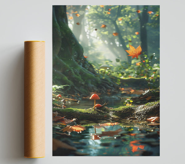 Orange Fall Stream Giclee Print