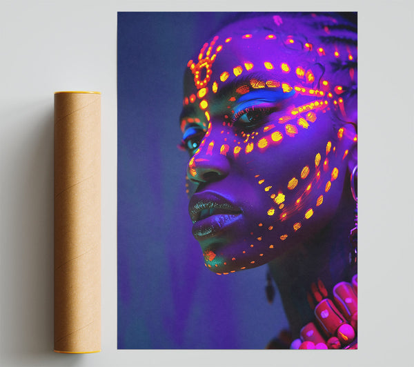 Purple Neon Glow Giclee Print