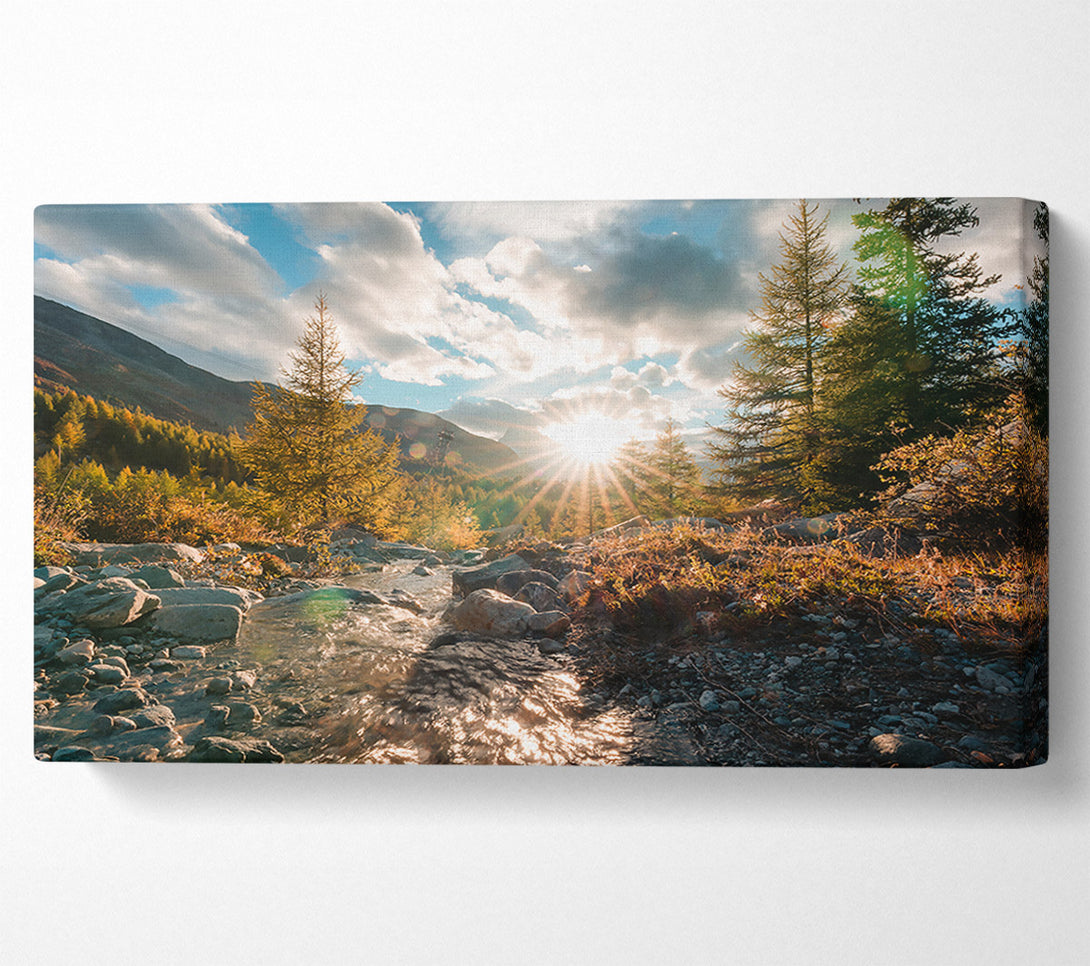  A Canvas Print of Golden Stream Sunset Canvas Print