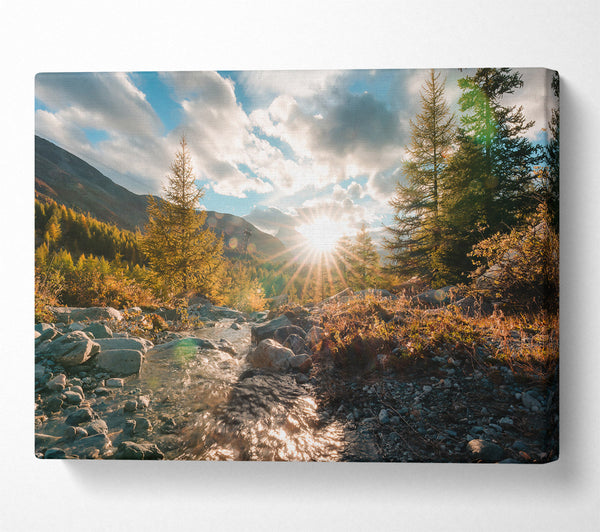  A Canvas Print of Golden Stream Sunset Canvas Print