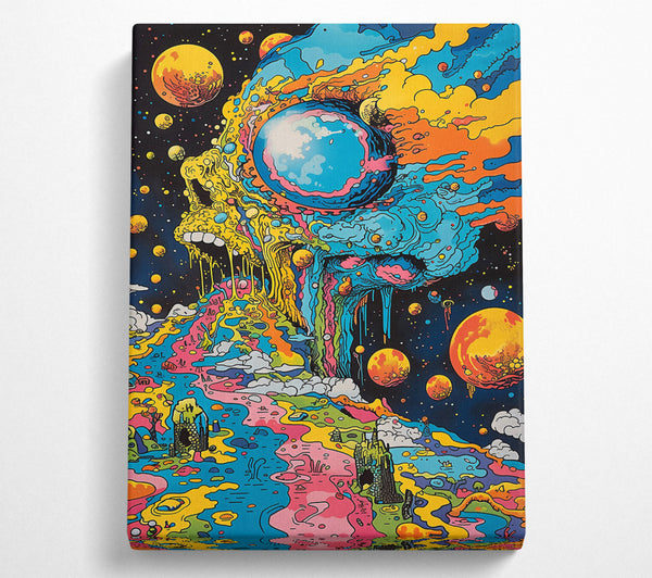  A Canvas Print of Blue Cosmic Drip Canvas Wall Art