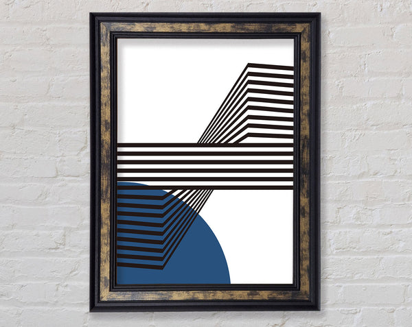 Walnut And Walnut Lines With Blue Framed Print