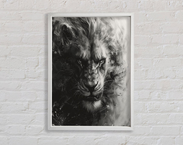 White And White Lion Fierce Framed Print