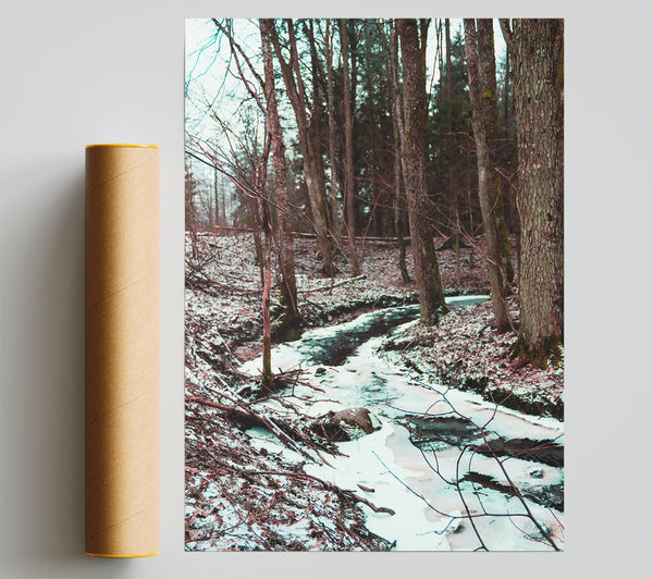 Frozen Blue Creek Stream Giclee Print