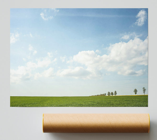 Green Skies And Fields Poster