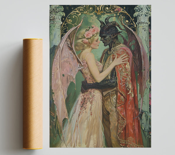 Crimson And Gold Embrace Print