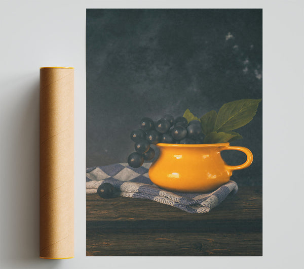 Yellow Grapes And Pot Print