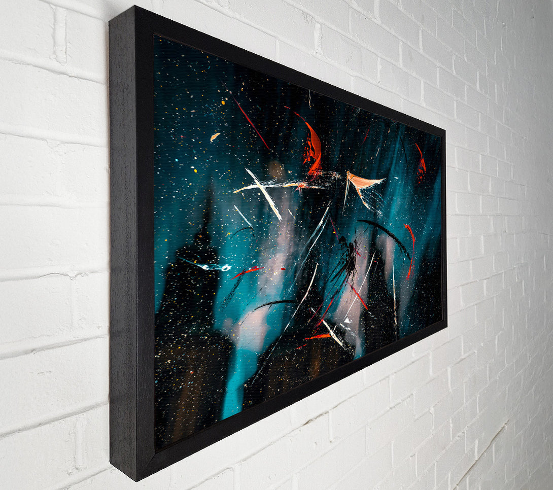  A Canvas Print of Teal Night Sky Strokes Canvas Wall Art