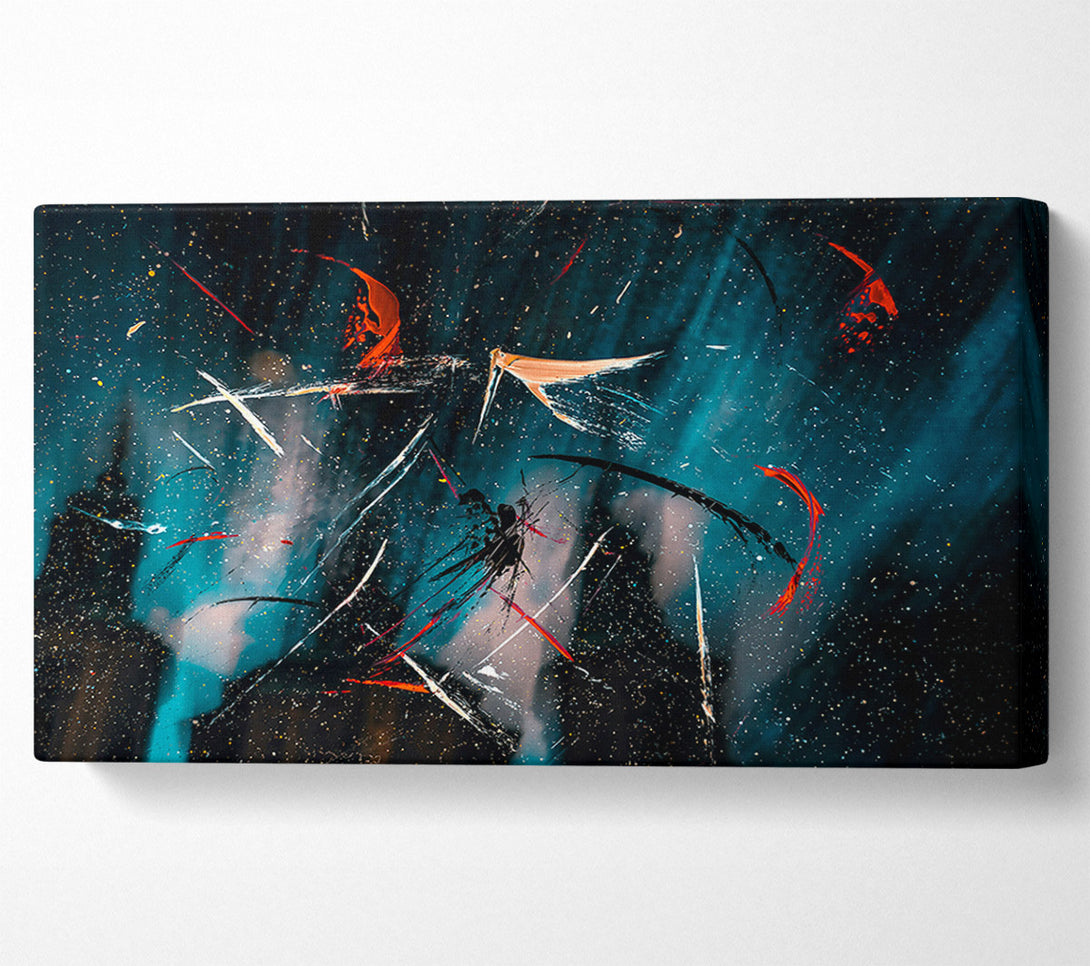  A Canvas Print of Teal Night Sky Strokes Canvas Wall Art